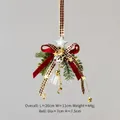 Christmas glass bell ornament with red velvet bow and pine needles for holiday tree decor - Red Velvet Pine Needle Star Style (A)