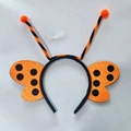 Orange butterfly costume headband with glitter wings and fluffy antennas for kids - Orange Bee Headband