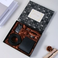 Men gift set with black leather belt, wallet, keychain and pen in a luxury gift box - 6-Piece Black Set (Wallet + Auto Buckle + Belt + Keychain + Pen + Gift Box)