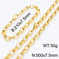 Set collana e bracciale in acciaio inossidabile dorato con specifiche delle dimensioni - Set Color Oro (KS217521-KFC)