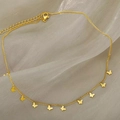 Detail of gold butterfly charms on a double layer stainless steel chain necklace - Gold Butterfly