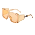 Steampunk sunglasses with square gold metal frame and translucent orange lenses - Transparent Light Tea