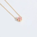 Collar elegante chapado en oro con colgante de flor rosa vibrante y circonitas - Rosa
