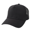 Close-up of the breathable black mesh back and adjustable strap on a classic trucker hat - Adjustable / Black