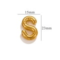 Golden 3D bubble letter S pendant with textured metal finish and 15x23mm dimensions - Gold S