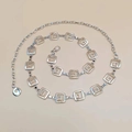 Silver square geometric link waist chain for women with adjustable circular clasp - Silver