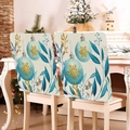 Christmas chair cover with blue ornaments and gold snowflakes on beige linen fabric - Beige Blue Xmas Ball Gold Leaf (YT01-15)