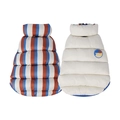Reversible pet winter vest with striped and white quilted design for cats and dogs - S / White/Blue