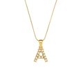 Collana a catena serpente in acciaio placcato oro 18K con ciondolo lettera A in zirconi - Lettera A