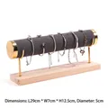 Single-tier grey velvet jewelry stand with gold metal frame and wood base, 29cm size - Single Layer Gold Bangle Stand-Dark Grey Velvet