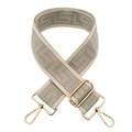 Beige geometric jacquard 5cm wide replacement shoulder strap with gold metal hooks - Light Gray Rice White Edge