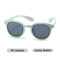 Polarized kids sunglasses in grass green finish with flexible matte silicone frames - PC Lens / Grass Green