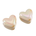 Chic heart-shaped acrylic mabe beads in creamy champagne with a pearlescent rainbow finish - 10Pcs/Pack / Champagne