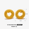 18K vergoldete Edelstahl Ohrringe mit Sonnenstrahlen-Textur 2,5 cm Größe - Polierte runder Ohrringe / Gold