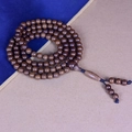 Handcrafted brown wood bead bracelet with multi-layer prayer beads and tassel - Premium Old Wood 10mm*108 Beads (Mala Beads)