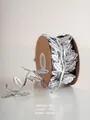 Nastro natalizio foglia argento 10m con bordo metallico goffrato largo 40mm - Nastro di Natale D (Nastro di Foglia Argentata)