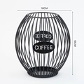 Black metal wire coffee capsule organizer basket with COFFEE logo in 18cm height - Medium / Black