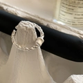 Adjustable 925 sterling silver rope ring with sliding brushed cylindrical metal bead - Twist Rope with Cylindrical Bead Style (JZ1228) / Adjustable Open / Silver