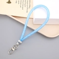 Blauwe mesh polsband met zilveren metalen karabijnsluiting en stras-decoratieve connector - Blauw