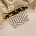 Pettine per capelli in acetato tartarugato con 10 denti in metallo per acconciature - Stampa Leopardata Scura