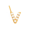 Golden letter V pendant accessory with white pearls for personalized jewelry making - Letter V / Rose Gold