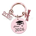Portachiavi laurea 2026 oro rosa con ciondolo diploma e cappello accademico regalo - Oro Rosa (Xk125)