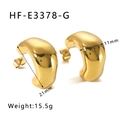 Irregular C-shaped gold-plated hoop earrings detail with 21mm height and weight specs - Irregular C-Shape Gold Style (HF-E3378-G) / 18K Gold