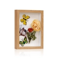 Natural wood hollow shadow box frame with dried flowers and butterfly decorations - Natural Wood Color - 3cm Hollow / 5x7" (12.7x17.8cm)