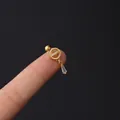 16G stainless steel gold earring with rectangle zircon pendant and micro-inlaid rhinestones - Geometric Rectangle Zircon Pendant Style (333-9#G)