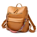 Fashionable leopard print faux leather backpack for women with brown finish and ethnic strap - Yellow