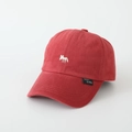 Close-up of red washed cotton baseball cap featuring detailed white fox embroidery - 54cm (3-8 Years) / Burgundy