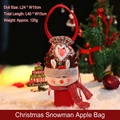Christmas burlap apple bag featuring 3D snowman doll and festive red plaid pattern - Plush Antler Handbag Snowman