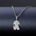 Minimalist stainless steel dog pendant necklace with cute engraved puppy design - Dog