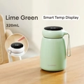Smart mushroom vacuum flask 320mL in lime green with digital temperature display - Lime Green (Smart Temp Display)