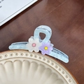 Sweet light blue flower hair claw clip with floral accents on a beige plate - Blue Medium (White+Purple) - 11cm
