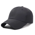 Unisex black quick-dry baseball cap featuring a minimalist six-panel breathable design - Adjustable / Black