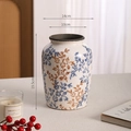 Nordische Keramikvase mit Rissglasur und blauem Blumenmuster inkl. Größenangaben - A056 Kaffee Blau Floral Eis Riss Vase