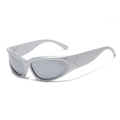 Occhiali da sole sportivi Y2K argento con finitura opaca e lenti grigie futuristiche - Montatura Argento Specchio Bianco