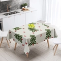 Beige Christmas tablecloth with green trees and red cross patterns in a modern home setting - TQZB02-8 Beige Christmas Tree