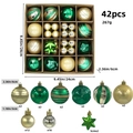 42pcs Green and Gold Christmas Ball Ornaments Set with Glitter and Matte Finishes - 616-20 (Green & Gold Set - 42pcs) / 3+6cm