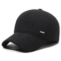 Winter black wool blend baseball cap for men featuring a metallic Sports tag detail - Adjustable / Gray
