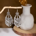 Bohemian vintage hollow heart and crescent earrings with metallic tassels on a branch - E2874-13/Heart Crescent Tassel