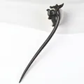 Handcrafted ebony wood hairpin with hollow carving and 18cm length in vintage style - Carved - Autumn Chrysanthemum