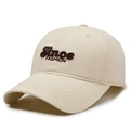 Cream embroidered baseball cap with brown Since FASHION text and curved brim design - Adjustable / Light Beige