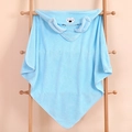 Light blue hooded baby towel with cute animal ears made of soft coral fleece fabric - Sleeping Big Dog Style / 80CM*80CM / Blue
