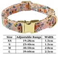 Größentabelle für Blumenmuster-Hundehalsband mit goldener Metallschnalle und Maßen - Einzelnes Halsband / Größe XS(19-28cm) / Pfirsichrosa Floral