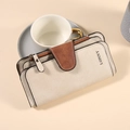 Dreifach gefaltete Damen-Geldbörse aus Leder in Creme und Braun mit vielen Kartenfächern - Weiß (C158-1)