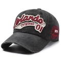 Cappellino da baseball grigio antracite lavato con ricamo Orlando e dettagli vintage usati - Regolabile / Nero