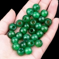Polished green agate stone beads held in hand, 12mm round spacers for jewelry making - 1 Piece / Green Agate