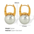 Französische Vintage Perlenohrringe in Gold mit grauen Glasperlen, 30mm x 17mm - EH287 Krallen-Stil (EH287) / Grau